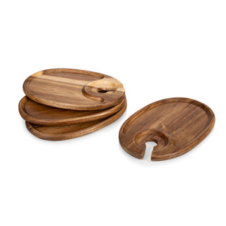 Thumbnail 1: Toscana Toscana Wine Appetizer Plate Set of 4 Acacia Wood 