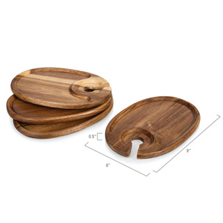 Thumbnail 6: Toscana Toscana Wine Appetizer Plate Set of 4 Acacia Wood 