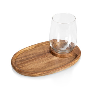 Thumbnail 3: Toscana Toscana Wine Appetizer Plate Set of 4 Acacia Wood 