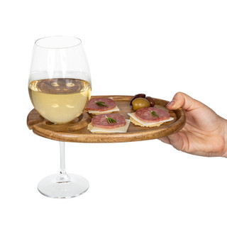 Thumbnail 4: Toscana Toscana Wine Appetizer Plate Set of 4 Acacia Wood 