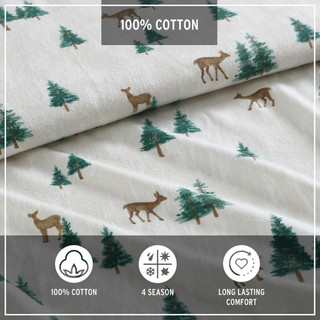Thumbnail 7: Eddie Bauer Eddie Bauer Deer Hollow Cotton Flannel Sheet Set 