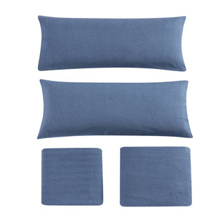 Thumbnail 3: Eddie Bauer Eddie Bauer Solid Chambray Blue Cotton Flannel Sheet Set 