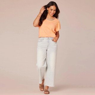 Thumbnail 4: Democracy Democracy Womens Short Flutter Sleeve Crochet Neck Top 