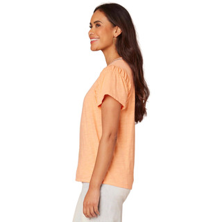 Thumbnail 3: Democracy Democracy Womens Short Flutter Sleeve Crochet Neck Top 