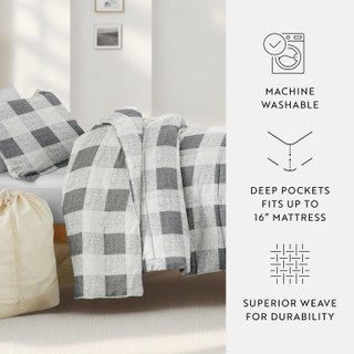 Thumbnail 8: IENJOY HOME 8 Piece Gray Patterned Comforter Dorm Set Bundle 