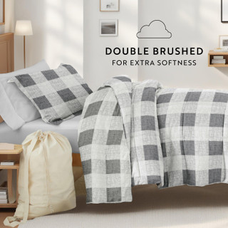 Thumbnail 7: IENJOY HOME 8 Piece Gray Patterned Comforter Dorm Set Bundle 