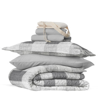 Thumbnail 5: IENJOY HOME 8 Piece Gray Patterned Comforter Dorm Set Bundle 