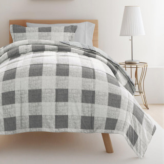 Thumbnail 2: IENJOY HOME 8 Piece Gray Patterned Comforter Dorm Set Bundle 
