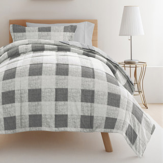 Thumbnail 2: IENJOY HOME 8 Piece Gray Patterned Comforter Dorm Set Bundle 