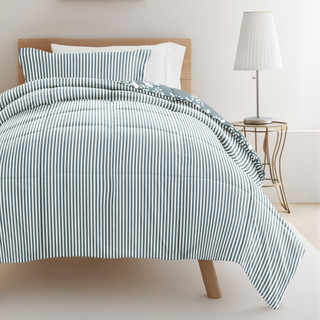 Thumbnail 4: IENJOY HOME 8 Piece Light Blue Patterned Comforter Dorm Set Bundle 