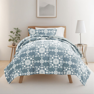 Thumbnail 1: IENJOY HOME 8 Piece Light Blue Patterned Comforter Dorm Set Bundle 