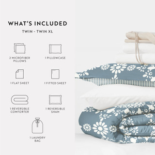 Thumbnail 12: IENJOY HOME 8 Piece Light Blue Patterned Comforter Dorm Set Bundle 