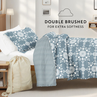 Thumbnail 9: IENJOY HOME 8 Piece Light Blue Patterned Comforter Dorm Set Bundle 
