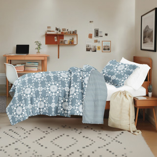 Thumbnail 5: IENJOY HOME 8 Piece Light Blue Patterned Comforter Dorm Set Bundle 