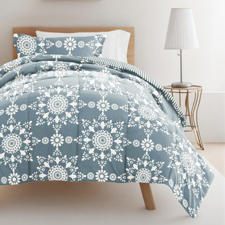 Thumbnail 3: IENJOY HOME 8 Piece Light Blue Patterned Comforter Dorm Set Bundle 
