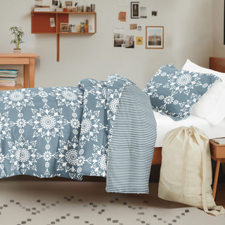 Thumbnail 6: IENJOY HOME 8 Piece Light Blue Patterned Comforter Dorm Set Bundle 