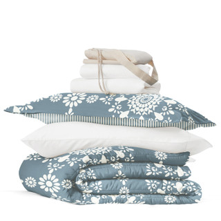 Thumbnail 7: IENJOY HOME 8 Piece Light Blue Patterned Comforter Dorm Set Bundle 