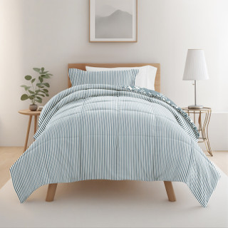 Thumbnail 2: IENJOY HOME 8 Piece Light Blue Patterned Comforter Dorm Set Bundle 