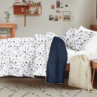 Thumbnail 6: IENJOY HOME 8 Piece Navy Patterned Comforter Dorm Set Bundle 
