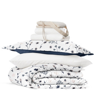 Thumbnail 7: IENJOY HOME 8 Piece Navy Patterned Comforter Dorm Set Bundle 