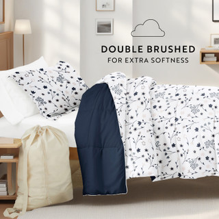 Thumbnail 9: IENJOY HOME 8 Piece Navy Patterned Comforter Dorm Set Bundle 