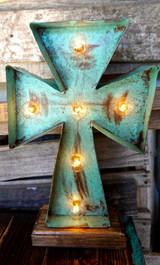 Cross 2 Metal Marquee in Turquoise