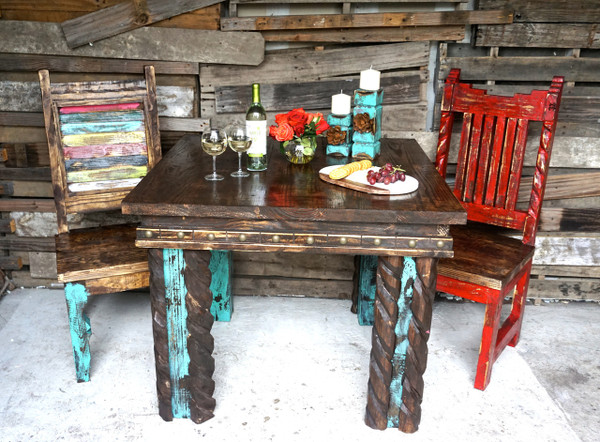 Mexican Country Style - Multi-Color Tall Dining Table Set