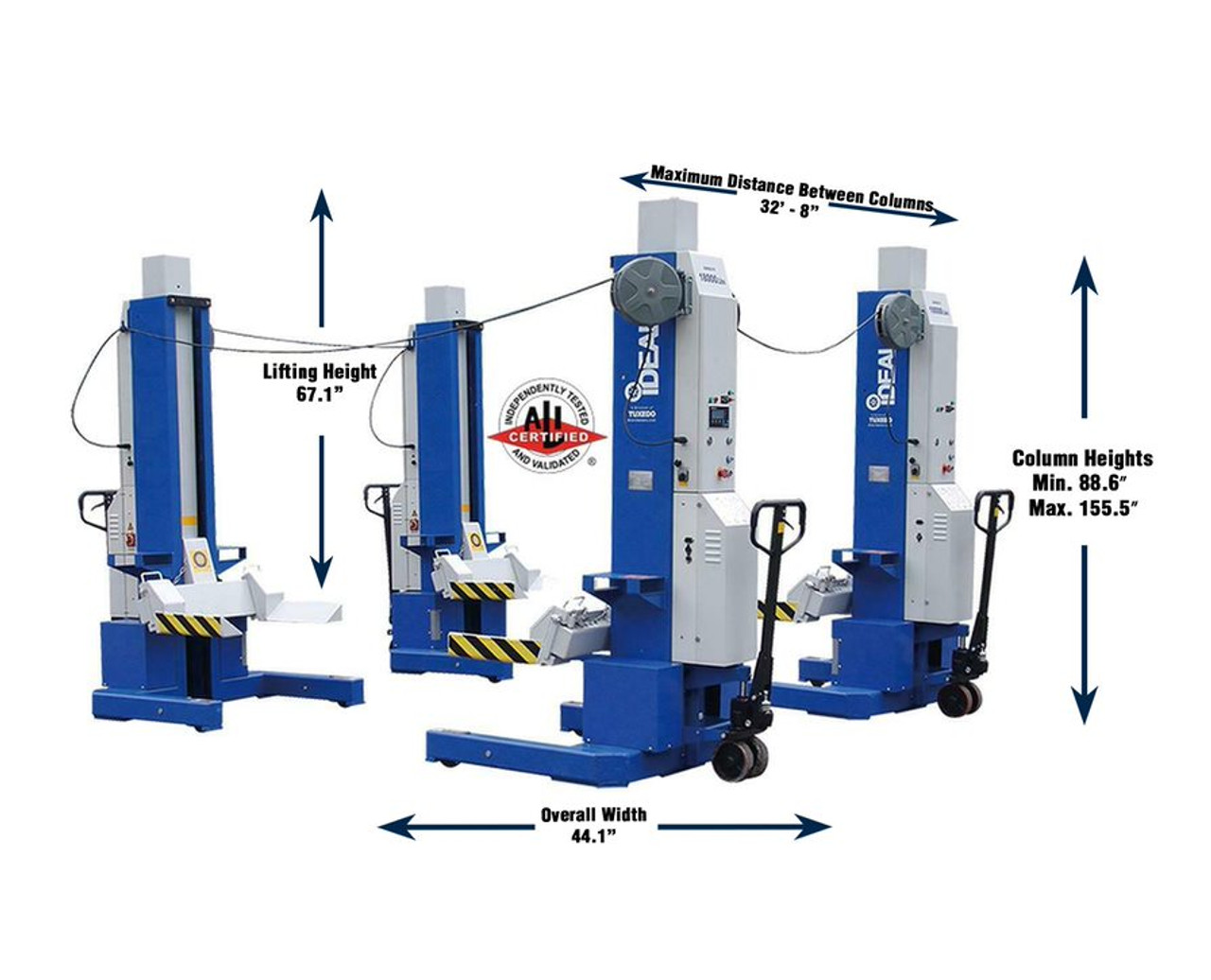 iDEAL MSC-13K-B-452 13,200 LB. Ideal Mobile Column Lifting System (SET OF 4)