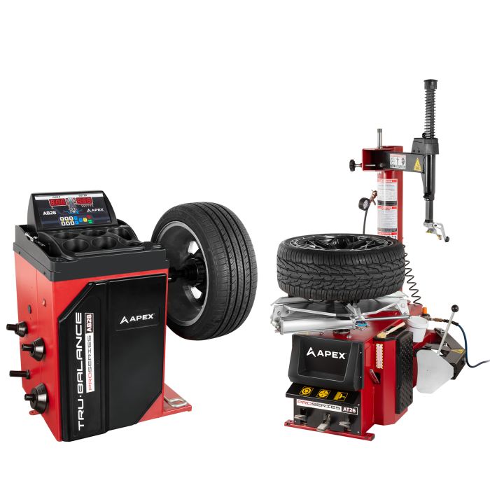 APEX AT26 + AB28 Tire Changer and Wheel Balancer Combo