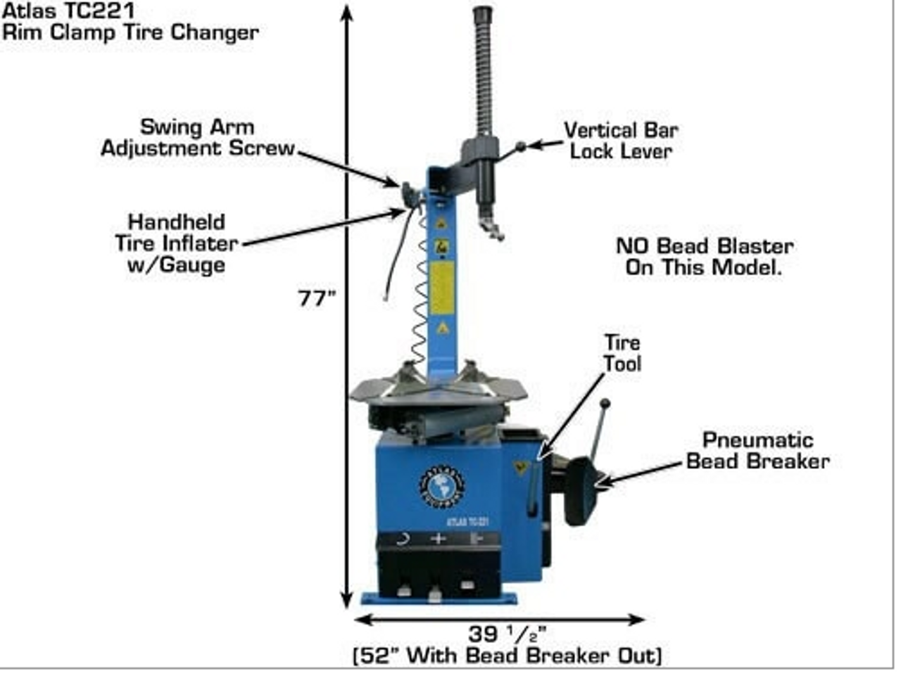 ATLAS® TC221 Rim-Clamp Tire Changer