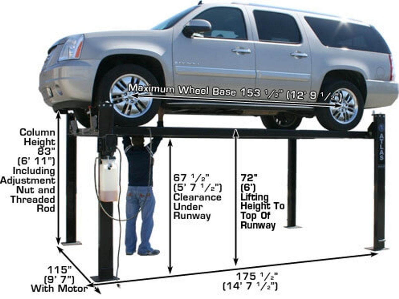 ATLAS® 8,000 lbs 4 Post Lift Automotive Equipment Garage Pro 8000