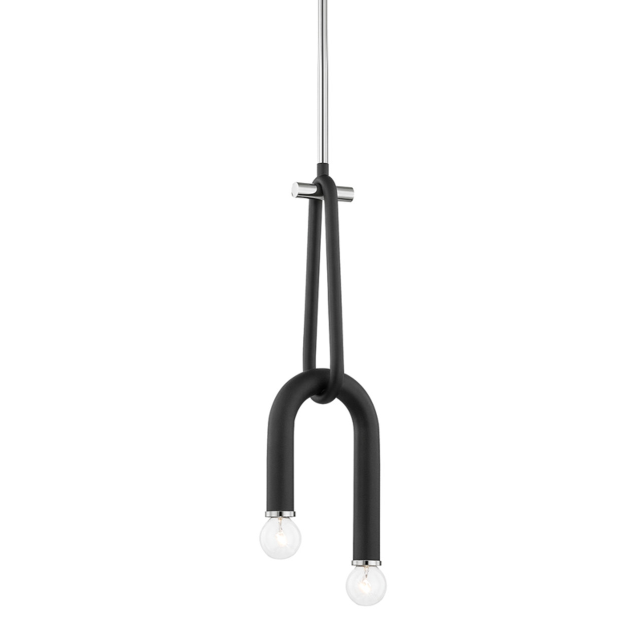 Whit Two Light Pendant in Polished Nickel/Black