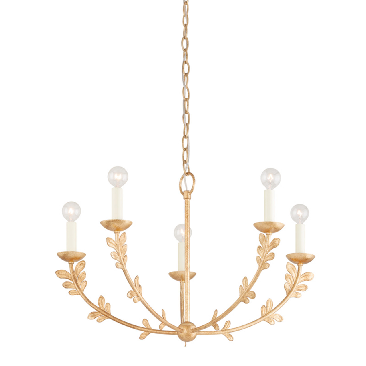 Florian Five Light Chandelier in Vintage Gold Leaf