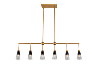 Ponti Six Light Island Pendant in Matte Black w New Brass (33|513161BNB)