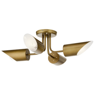 Trentino Four Light Semi Flush Mount in Natural Brass (12|52164NBR)