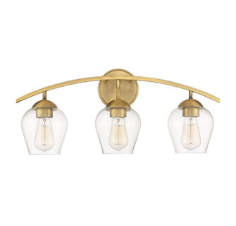 Mbath Three Light Bathroom Vanity Light in Natural Brass (446|M80032NB)