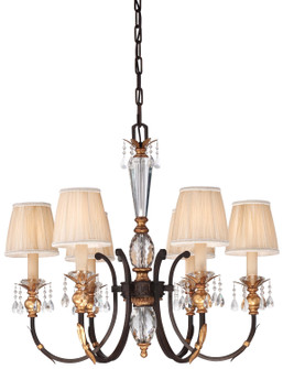 Bella Cristallo Six Light Chandelier in French Bronze W/ Gold Highlights (29|N6646-258B)