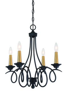 La Courbe Four Light Chandelier in Coal With Antique Brass (7|4073-676)