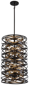 Vortic Flow Six Light Pendant in Dark Bronze W/Mosaic Gold Inte (7|4672-111)