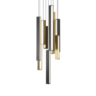 Chaos LED Pendant in Black/Aged Brass & Black (281|PD-64809R-BK/AB-BK)