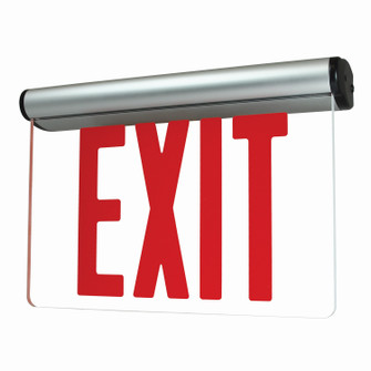 Exit & Emergency Red LED 2F Mir Al Edge-Lit Ext in Red/Mirror/Aluminum (167|NX-822-LEDR2MA)