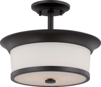 Mobili Two Light Semi Flush Mount in Aged Bronze / Satin White Glass (72|60-5550)