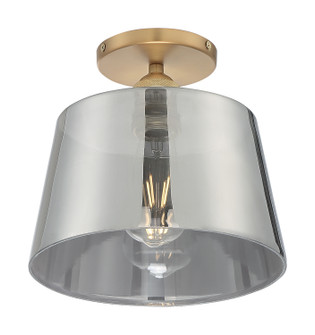 Motif One Light Semi Flush Mount in Brushed Brass / Smoked Glass (72|60-7324)