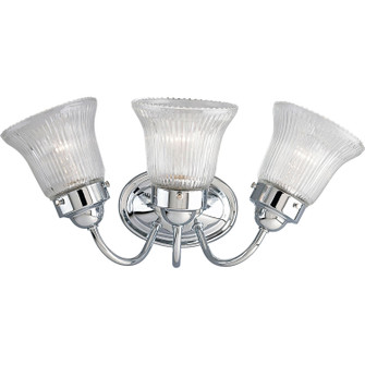 Fluted Glass-Clear Three Light Bath Bracket in Polished Chrome (54|P3289-15)