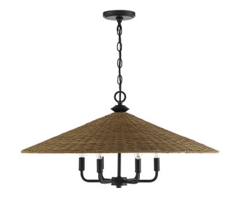 Eman Six Light Pendant in Matte Black with Dark Rattan (51|7-7772-6-180)