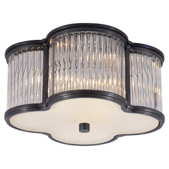 Basil Two Light Flush Mount in Gun Metal and Clear Glass Rods with Frosted Glass (268|AH 4014GM/CG-FG)