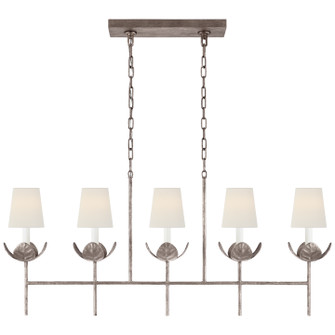 Illana Five Light Linear Chandelier in Burnished Silver Leaf (268|JN 5630BSL-L)