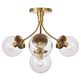 Prescott Four Light Semi Flush Mount in Soft Brass (268|KS 4407SB-CG)