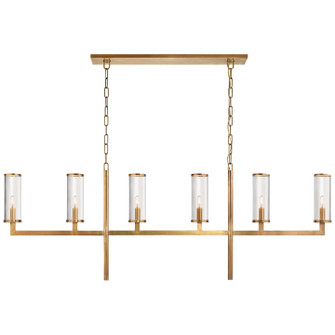Liaison Six Light Linear Chandelier in Antique-Burnished Brass (268|KW 5203AB-CG) Liaison Six Light Linear Chandelier in Antique-Burnished Brass (268|KW 5203AB-CG)