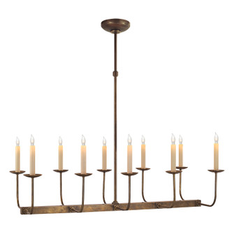Linear Branched Ten Light Chandelier in Hand-Rubbed Antique Brass (268|SL 5863HAB)